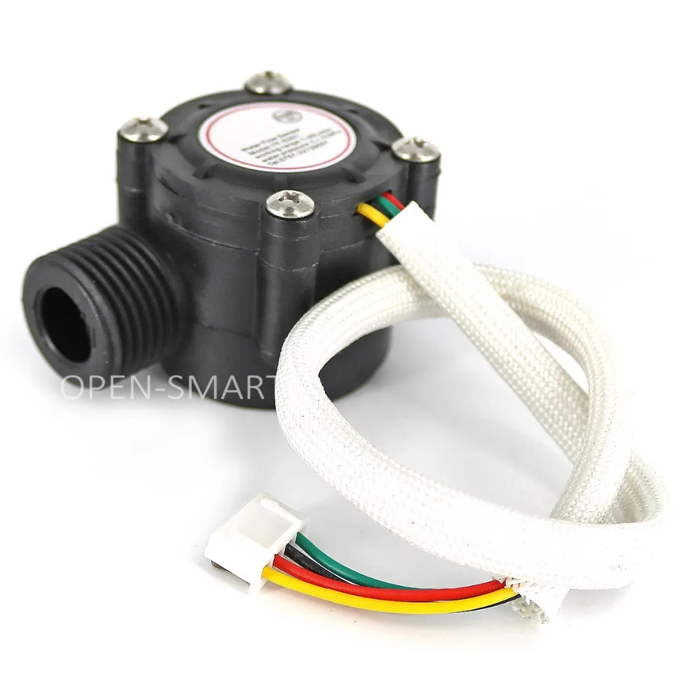 G1/2 Water Flow Sensor Hall Flowmeter Temperature Sensor Turbine Flowmeter Measure Temperature / Water Flow XH-4P for Arduino sensor module