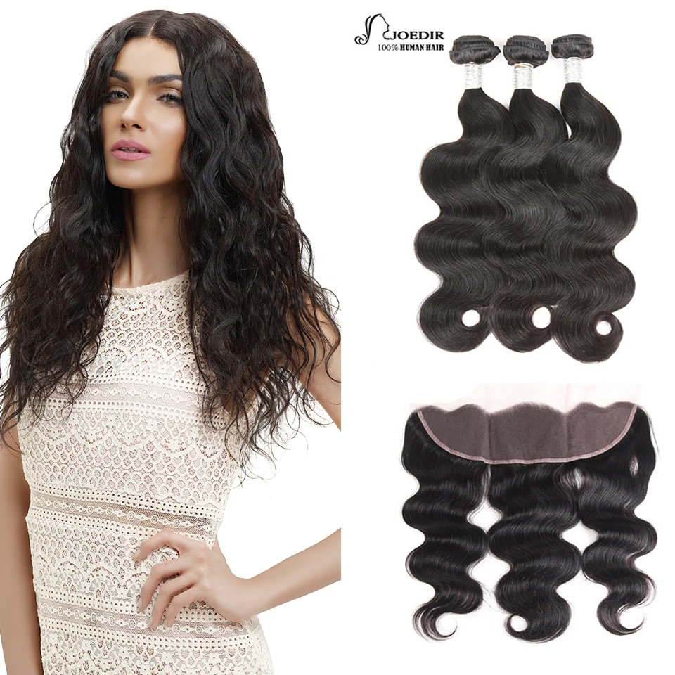 JOEDIR Hair 2/3 Bundles Brazilian Body Wave with Frontal Closure 13*4
