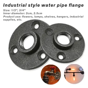 

10Pcs Floor Wall Flange Black Decorative Malleable Iron Cast 1/2" 3/4" Pipe Fittings Threaded Hole