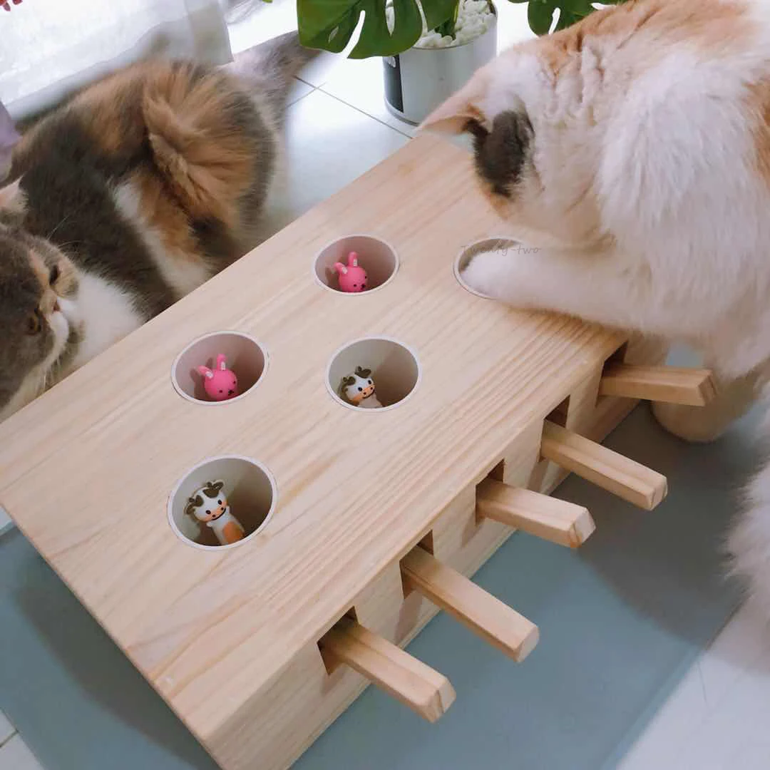Cat Toys Interactive Catch Mouse Game Cats Toy Pet Supplies Wood Kitten Cat Christmas Wooden Mice & Animal Toys Treat Products