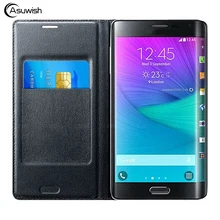 Capa flip de couro para samsung galaxy, capa proteção para cartão de crédito para galaxy note edge sm n915 n9150 n915f n915t n915g n915fy capa de carteira
