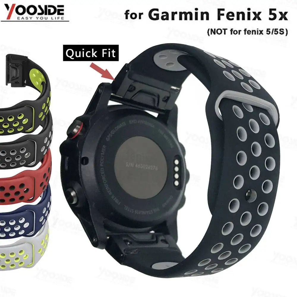 

YOOSIDE Fenix 6X Wristband Sport Silicone 26mm Quick Fit Watch Band Strap for Garmin Fenix 3/Fenix 3 HR/Fenix 5X/5 Plus