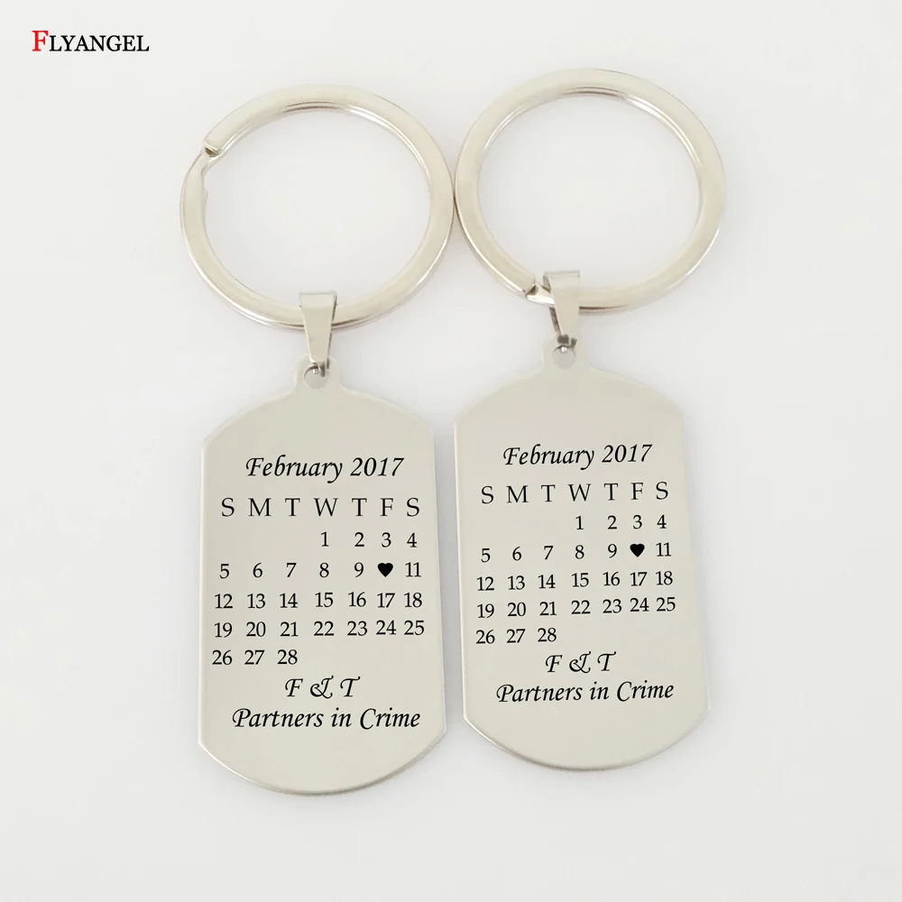 Personalized Customized Letter Initials Calendar Keychain Anniversary personalized-customized-letter-initials-calendar-keychain-anniversary