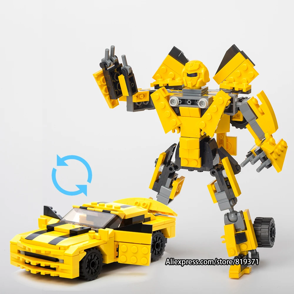 

221pcs Toys For Children Yellow Car Transformation Blocks Bricks Building Blocks Set Assembled Models Educational 8711