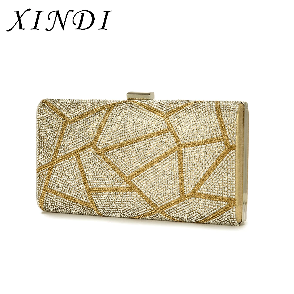 Geometric Fashion Luxury Women Evening Bag Rhinestone Clutch Handbag