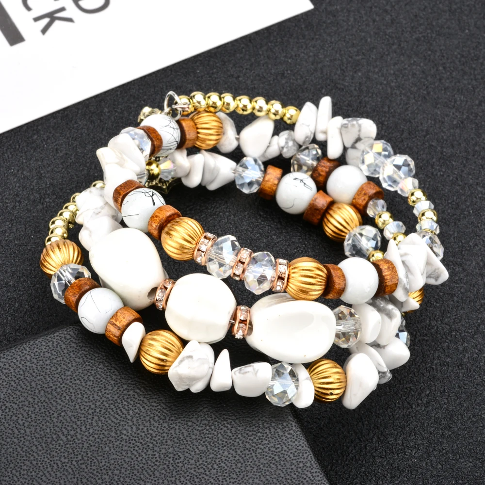 LUBINGSHINE Boho натуральные каменные бусины ювелирные изделия многослойные подвески