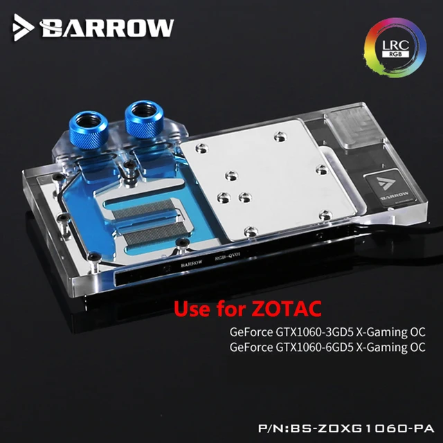 Special Price BARROW Full Cover Graphics Card Block use for ZOTAC GTX1060-6GD5X-Gaming OC / ZOTAC GTX1060-3GD5X-Gaming GPU Radiator Block RGB