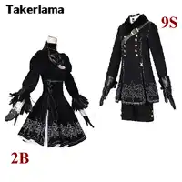 Takerlama 2B 9S Nier Automata 2B Cosplay YoRHa No.2 Type B Uniforms Cosplay Costume Full Set High Quality