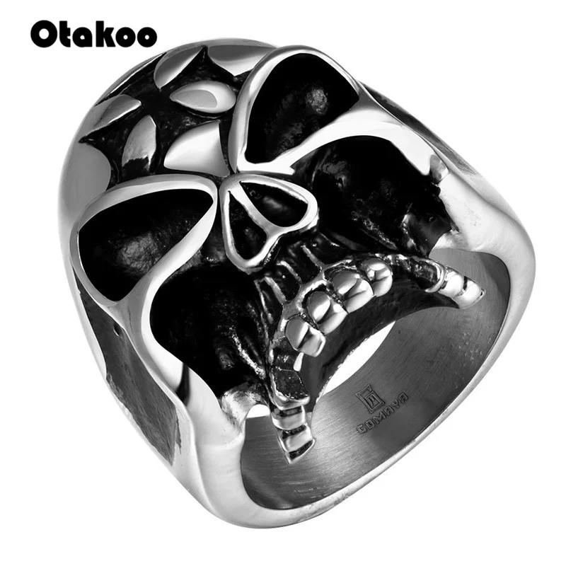 Мужское кольцо Otakoo готическое из нержавеющей стали в стиле панк с черепом и