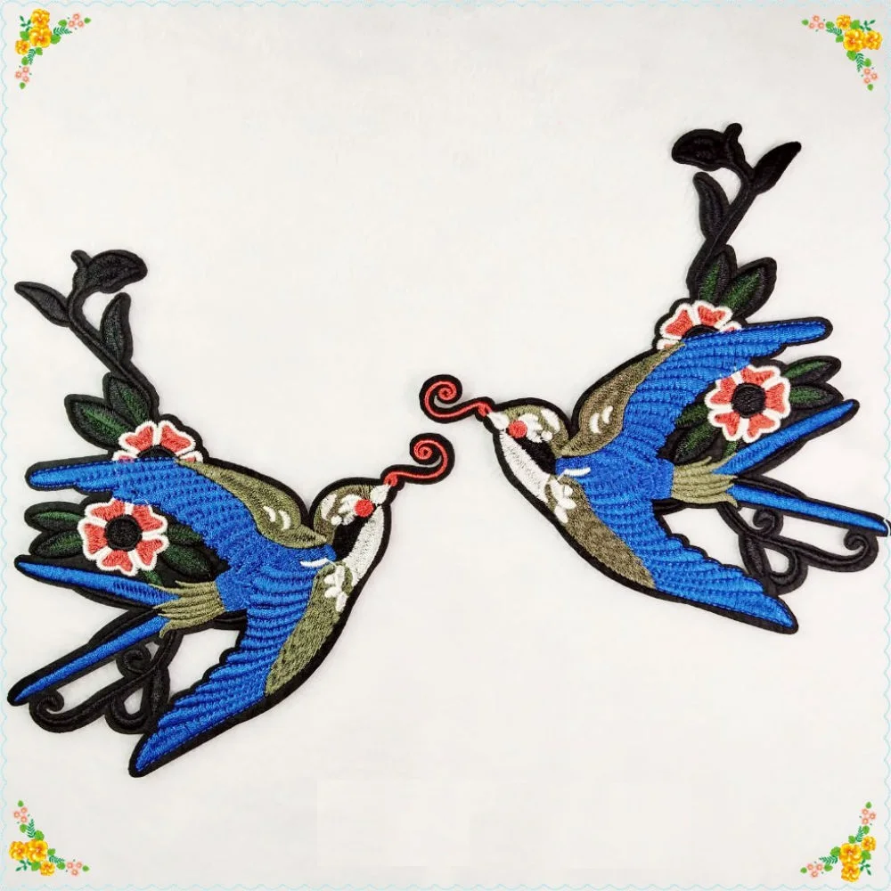 

1pair Flying Swallow Applique Embroidered Iron on Cute Birds Patches Sticker For Clothes Jacket Bag Repair Diy Craft Decoration