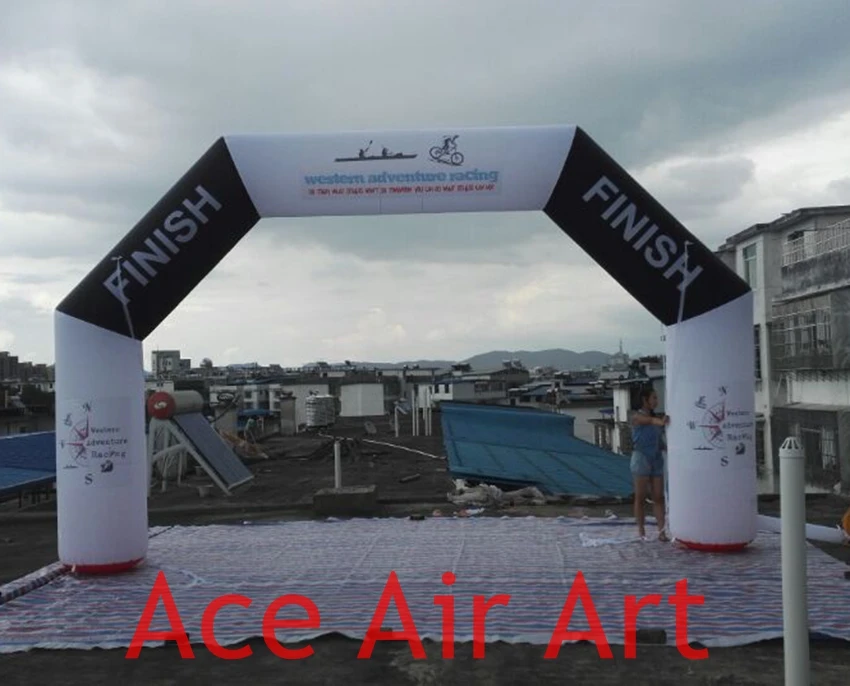  Fantastic beautiful black and white Inflatable Finish Line Arch/Inflatable Entrance Arch for Wester