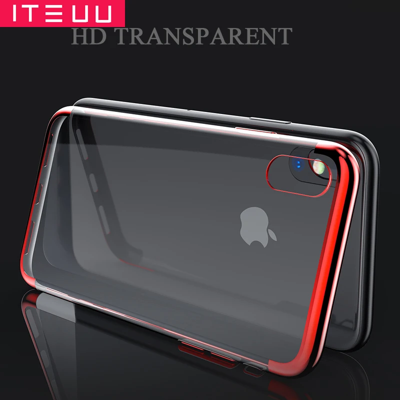 ITEUU TPU прозрачный гальванический чехол для телефона iPhone X Xs Max XR Чехлы мягкая