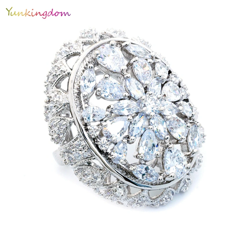 

Yunkingdom anillos mujer oval fashion engagement wedding rings for women big cubic zirconia fine ring jewelry 2018