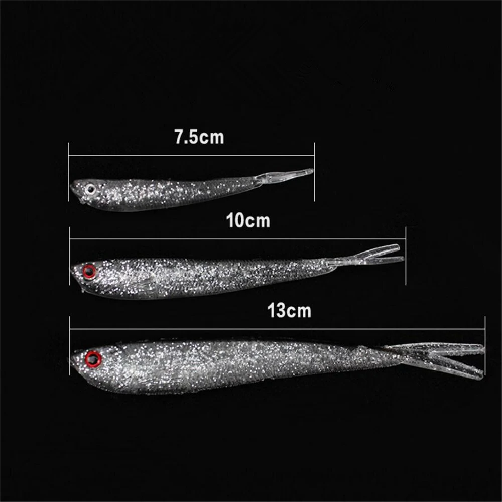 5 шт./лот, мягкие приманки, 7,5 см/10 см/13 см, силиконовые плавающие приманки, искусственная Мягкая приманка, червь, рыба, приманка, окунь, карп, летающая рыболовная приманка