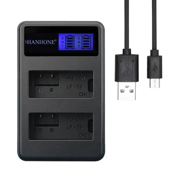 

5PCS LPE8 LP-E8 LP E8 Charger 2 Slot LCD USB Dual Charger for Canon EOS 550D 600D 650D 700D X4 X5 X6i X7i T2i T3i Battery