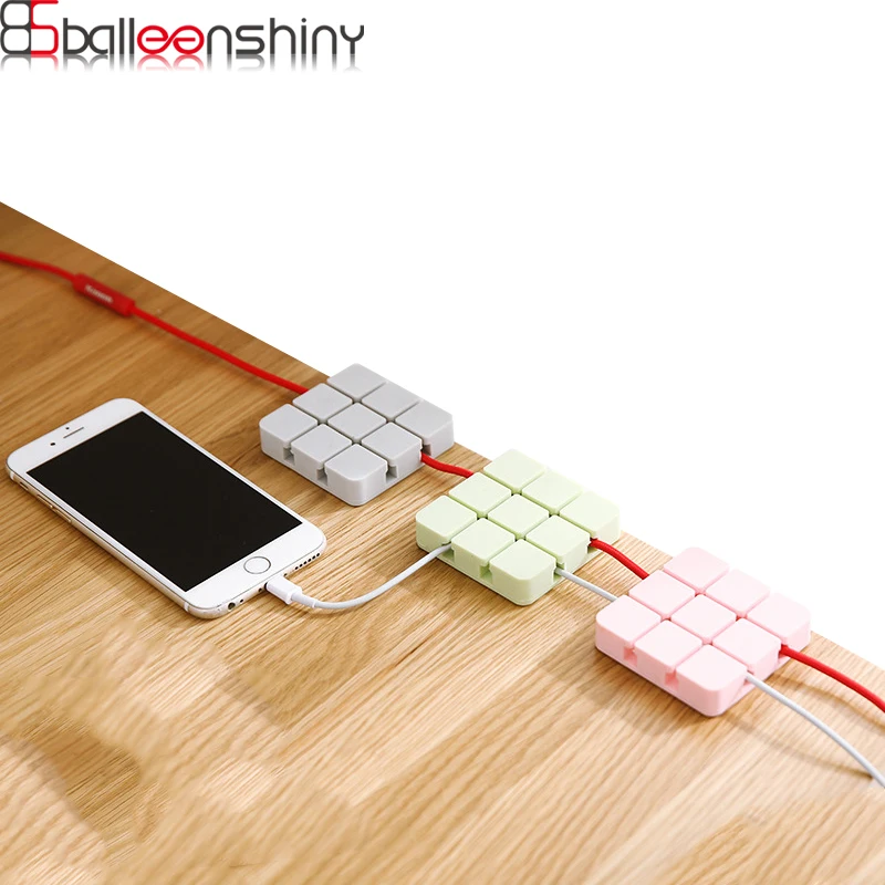 

BalleenShiny Desktop Silicone Cable Organizer Device Management For Office Home Storage USB Data Wire Clips Clamp Holder