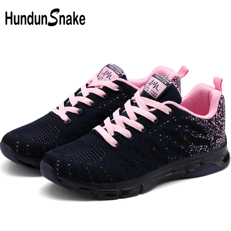 Hundunsnake воздушная подушка Женская обувь спортивные летние кроссовки для Для женщин сетки Женская обувь черного цвета крассовки Chaussure Femme G-33 - Цвет: dark blue pink