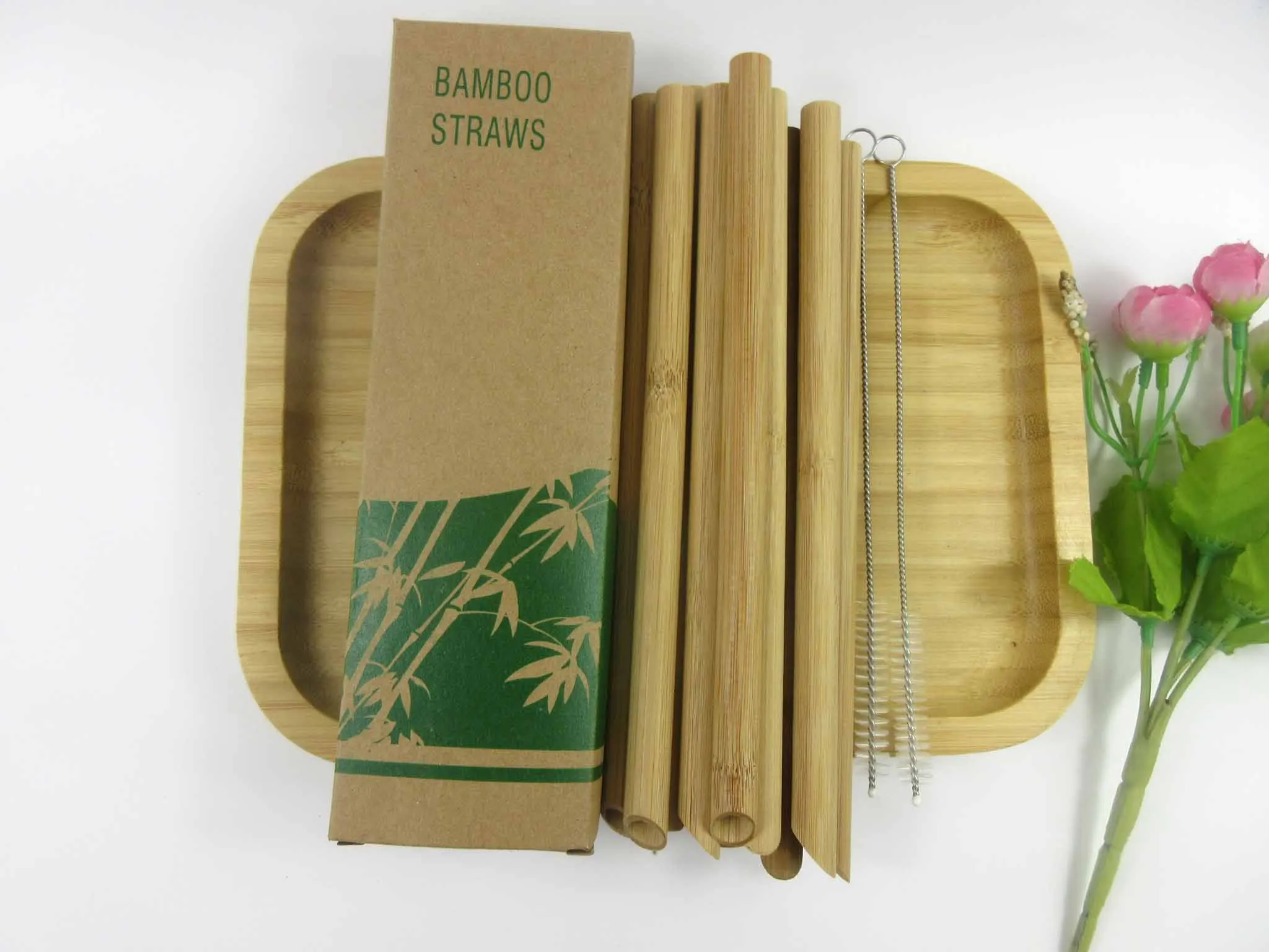 100 шт Экологичные многоразовые соломы 21,5 см карбонизированные бамбуковые соломинки для смузи остроконечные Кофе Молоко питьевой соломы