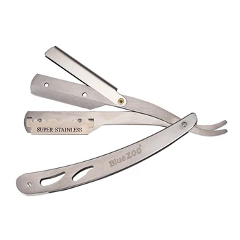 

Blue Zoo 1 Set Men Straight Barber Edge Steel Razors Folding Shaving Knife Hair Removal Tools With 10Pcs Blades