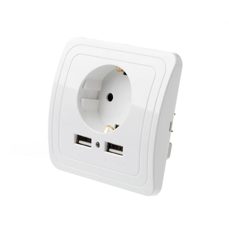 Мощность Outlet Dual USB Порты и разъёмы 5 В 2A Электрический настенный Зарядное устройство адаптер ЕС розетки, выключатель Мощность зарядка на