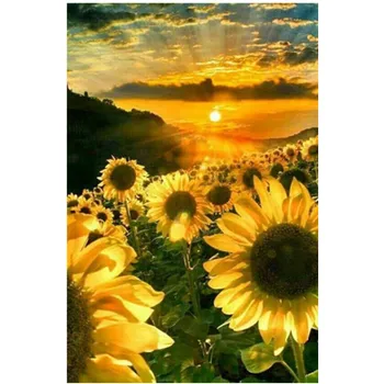 

5D DIY full round diamond painting embroidery sunflower sunset landscape cross stitch diamond mosaic rhinestone home decoration
