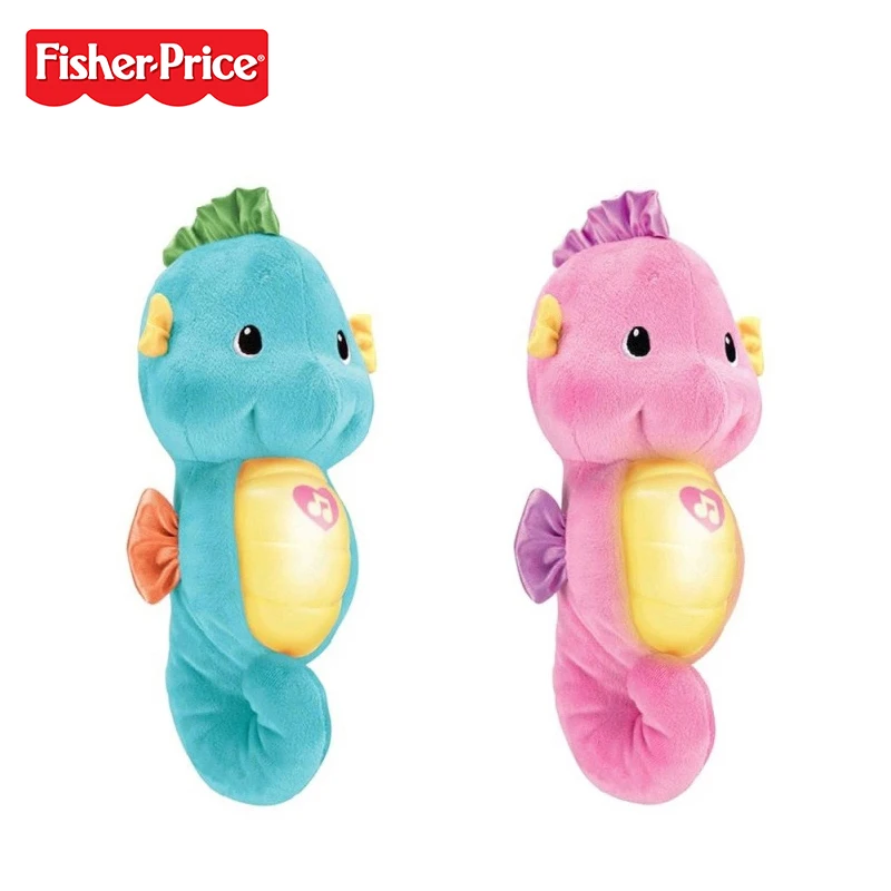 Бренд Fisher Price Успокаивающая и светящаяся кукла морской конек детская спальная плюшевая игрушка синий и красный стиль детские игрушки DGH82