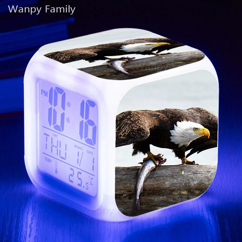 Raptor Eagle светодиодный Будильник 7 цветов меняющийся светящийся Цифровой Детский будильник подарок многофункциональные электронные часы