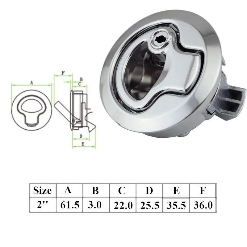 2 шт. 2 ''сплав цинка хромированная готовая защелка заподлицо Серебряная промывка защелки шлак подъемная ручка палубный люк яхты RV