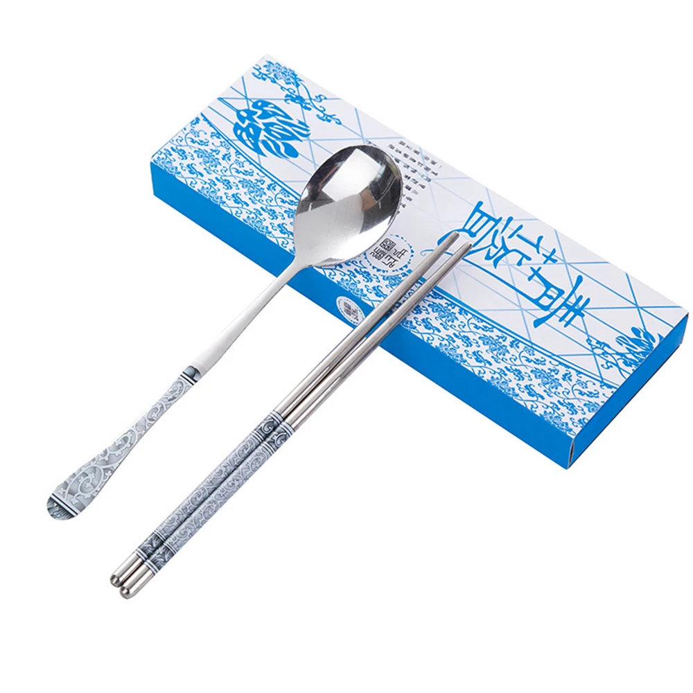 1 комплект китайские палочки для еды ложка из нержавеющей стали, многоразовый кухонный палочки для еды персонализированные узоры для детей подарок
