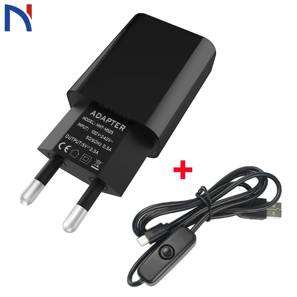 

DC 5V 2.5A Power Supply EU Power Charger Adapter Supply Micro USB Charging Cable with Switch For Arduino Raspberry Pi 3 2