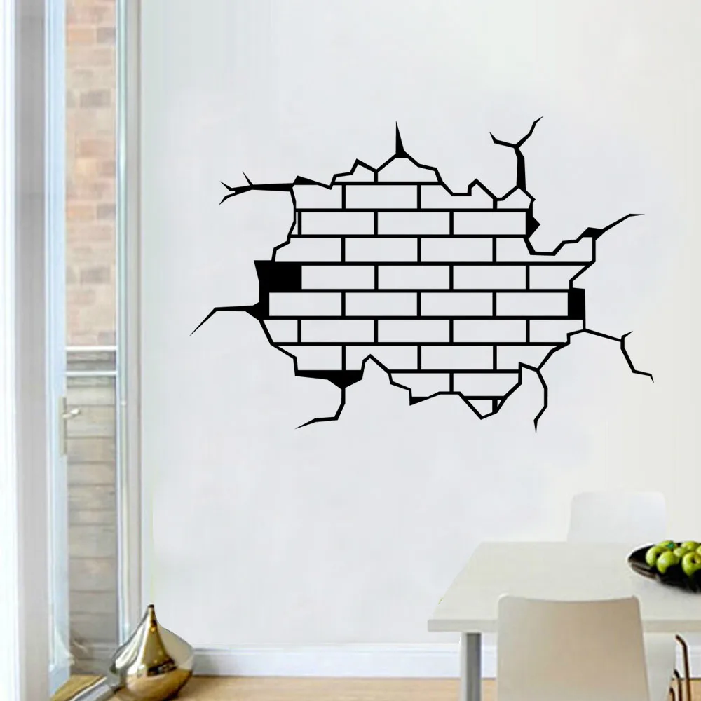 Bedroom Living Room Creative Simulation Of Wall Cracking Patterns Removeable 3d Wall Stickers Sticker Wood Simulated Diamondsticker Kid Aliexpress