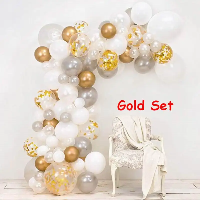 98pcs/set Pink Balloon Arch Kit Colorful Latex Balloons Garland Wedding Party Balloons Baby Shower Supplies Backdrop Decor - Цвет: gold set