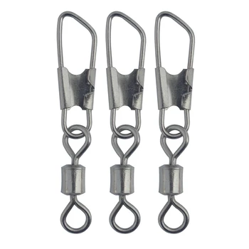 

Fishing Swivel with Snap 20pcs/lot Rolling Fishing Swivel with Safety Snap Stainless Steel Fishing Clips Connector Accessories