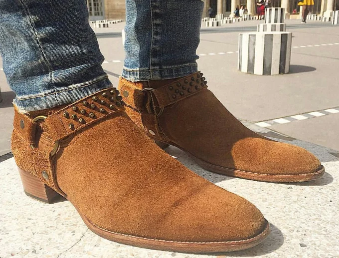 

2019 New WInter Mens handmade SLP Famous brand Chelsea boots Comfortable Suede Men Chelsea Boots Cool Wedding Ankle Boots