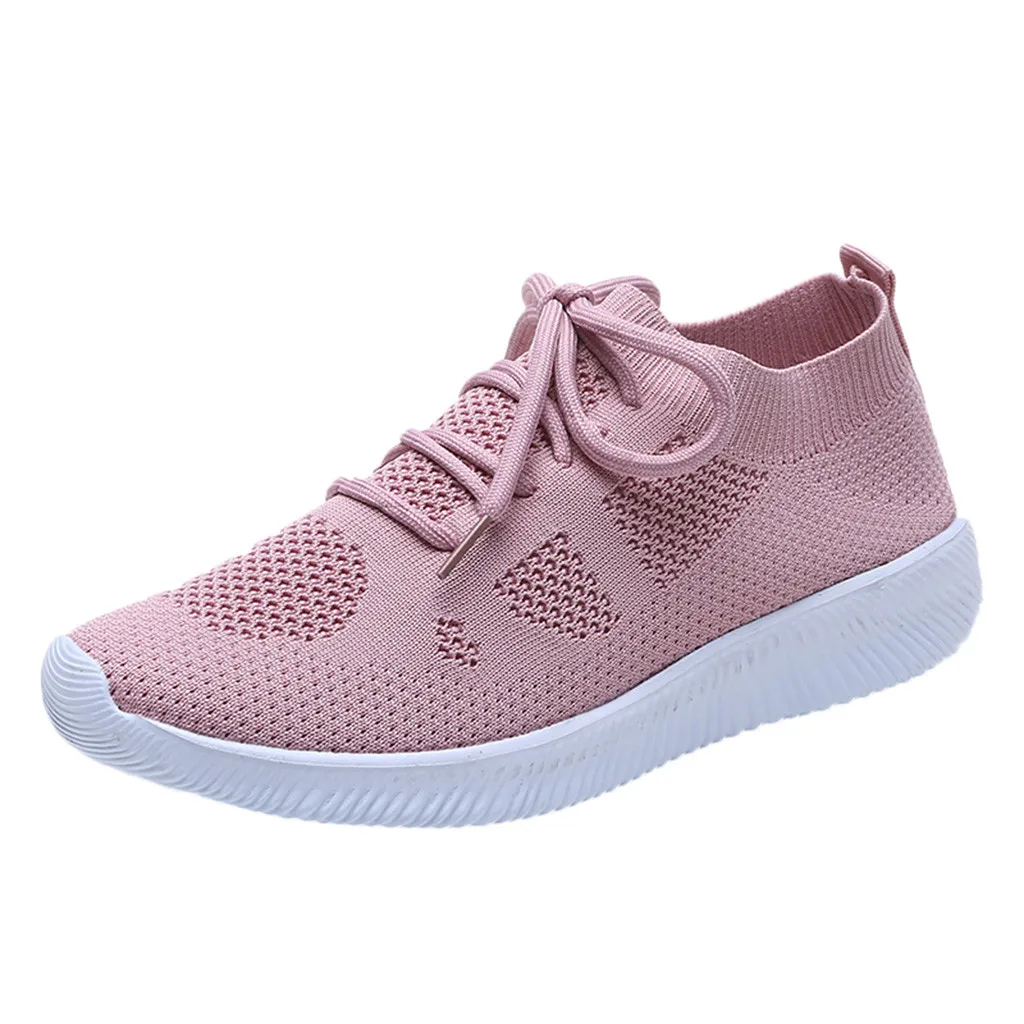 Женская уличная спортивная обувь из сетчатого материала со шнуровкой дышащие Туфли-кроссовки удобная повседневная обувь - Цвет: PK