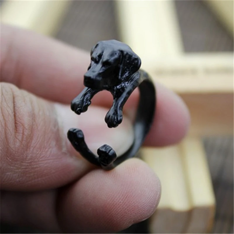 

Retro Vintage Labrador Retriever Rings Adjustable Cachorro Perro Dog Breed Animal Rings for Women Anel Bague