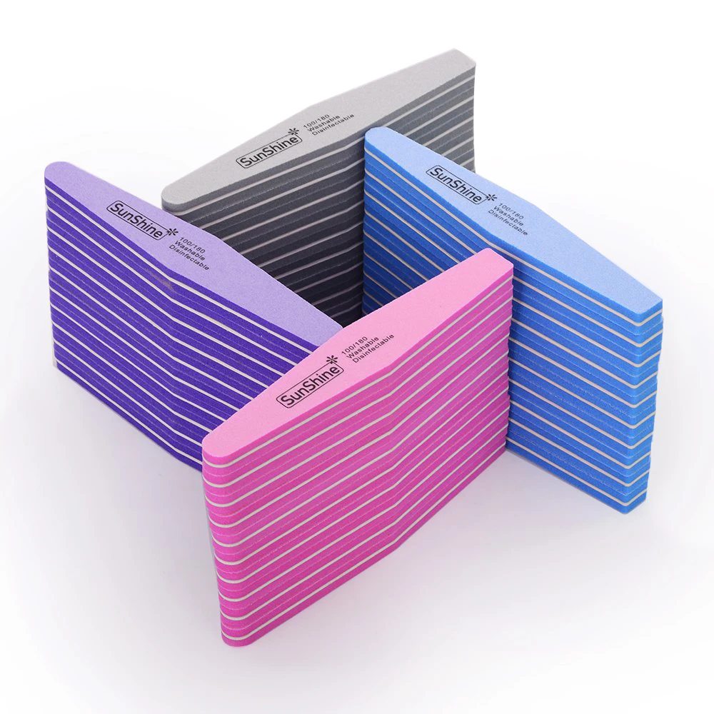 

5pcs/Lot High Quality Double Side Washable Professional Nail File 100/180 Manicure Tool Kits Sunshine Nail Buffer For Nails