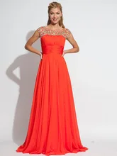 Neue A-linie U-ausschnitt Lange Chiffon Abendkleid Kleid Kristalle 2015 Bodenlangen Flügelärmeln Frauen Abend Formale Kleid F2005