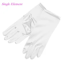 Newest Bridal Gloves Satin Wrist Length Free Size Blue White Red with Fingers Gloves Wedding Gloves 2017 Wedding Accessory