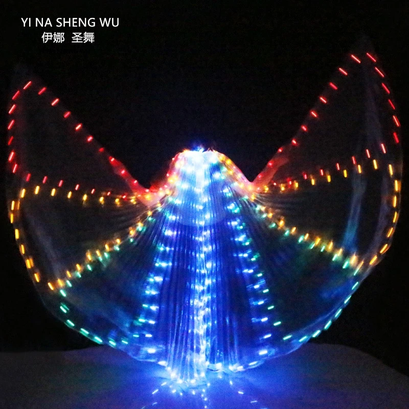 Butterfly Colorful Belly Dance Performance Costume LED Wings Dance Accessories Girls LED Wings Costume LED Butterfly Wings