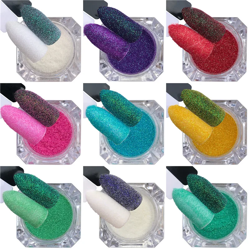 

Holographic Nail Sugar Sandy Glitter Powder Set Summer Color Pigment Dust Manicure Nail Art Decoration