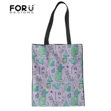 FORUDESIGNS/многоразовая хозяйственная сумка Mystical Cats с мультяшным принтом, повседневная женская сумка-шоппер, большая Холщовая Сумка-тоут, сумки из хлопка для девочек