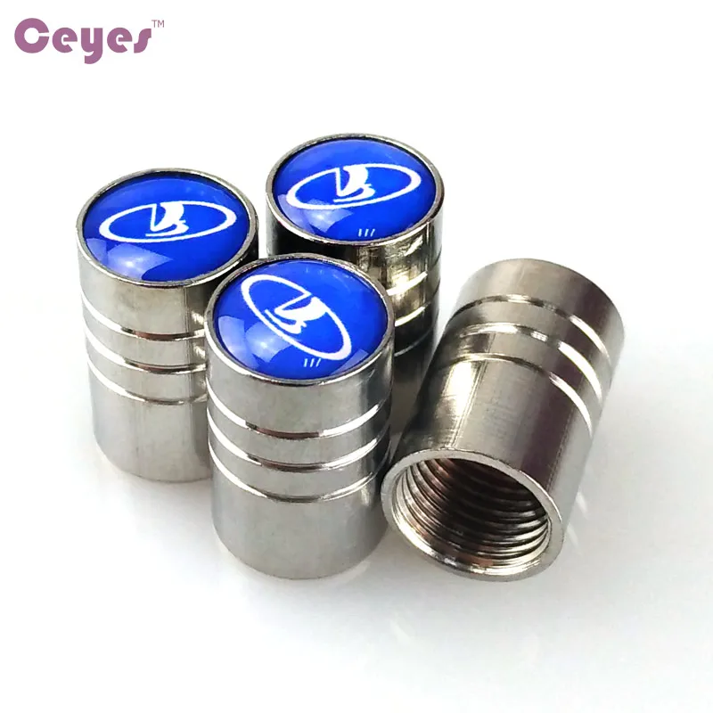 Ceyes Tire Valves Case For Lada Vesta Niva Kalina Priora Granta Largus Vaz Samara 2110 Auto Emblems Car Sticker Accessories 4pcs