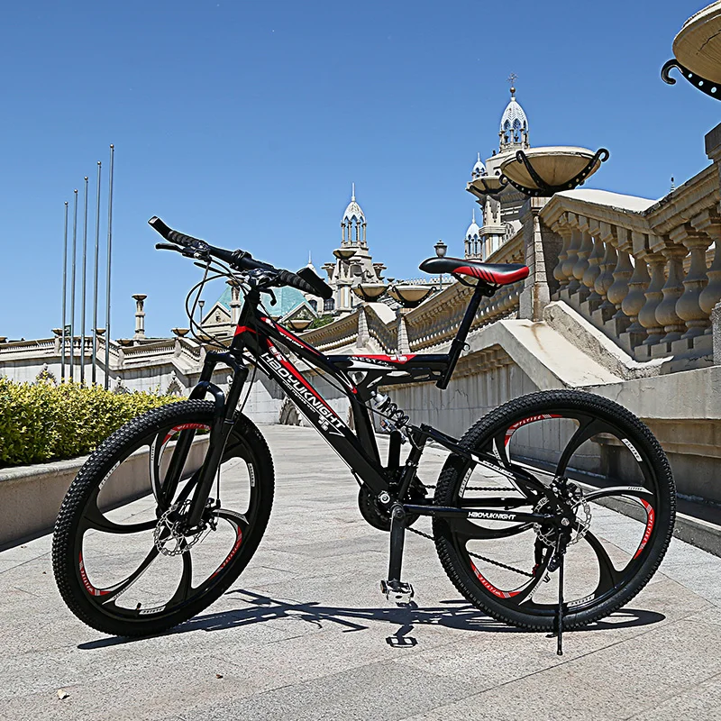 Front and rear shock absorption road bike 26 inch 21 variable speed bike male and female students mountain bike Russian shippin