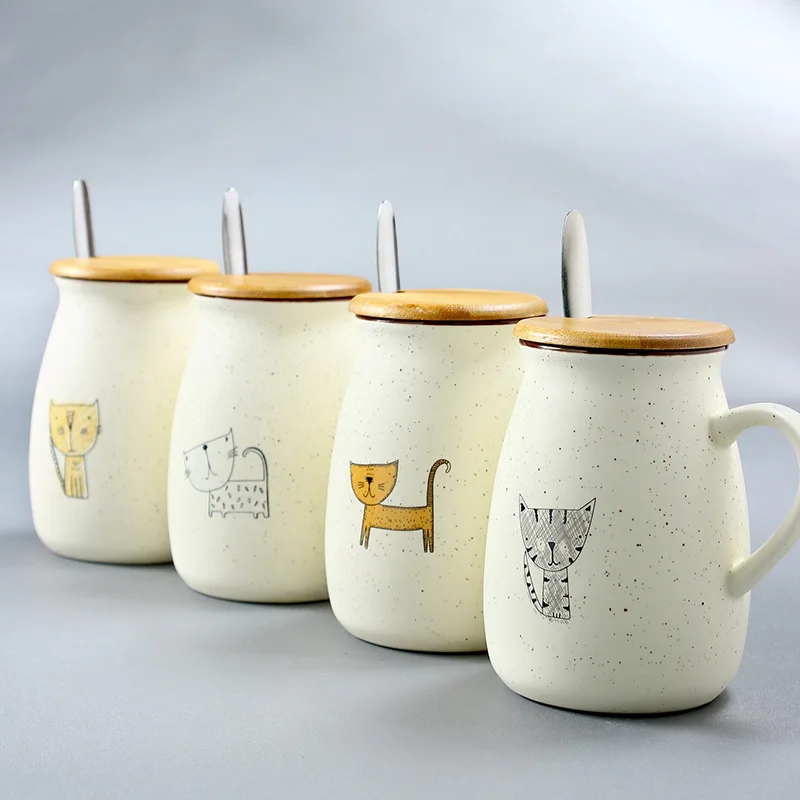

Cat novelty sky star creative belly porcelain cup with lid spoon coffee milk mug teacup office outdoor