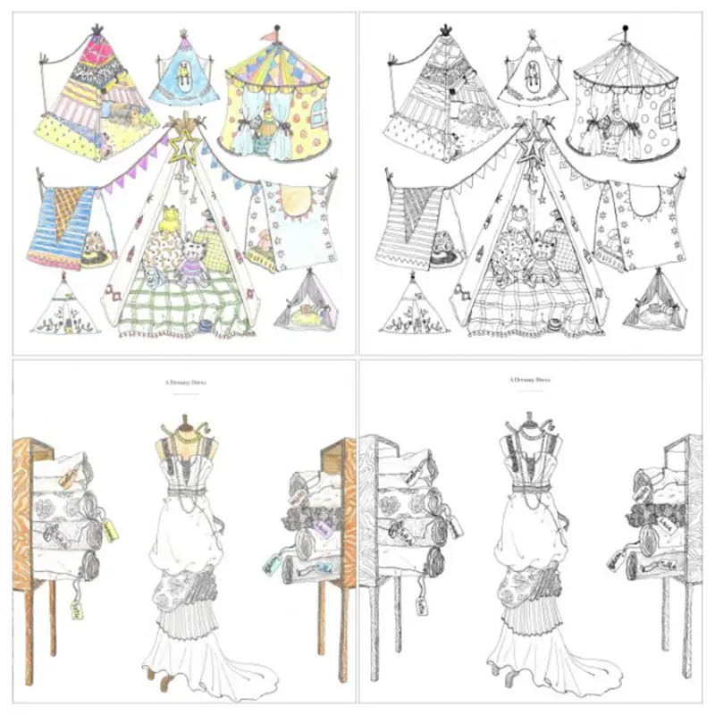 Hers Fashion Design Children Kids Coloring Book Girls Modern Style Drawing Books Graffiti Painting Hers Fashion Design Children Kids Coloring Book Girls Modern Style Drawing Books Graffiti Painting