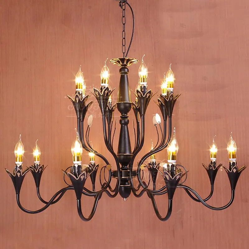 

European Painted metal Living Room Chandeliers Romantic Dining Room Chandeliers Light Bedroom Corridor Balcony Bar Coounter Lamp