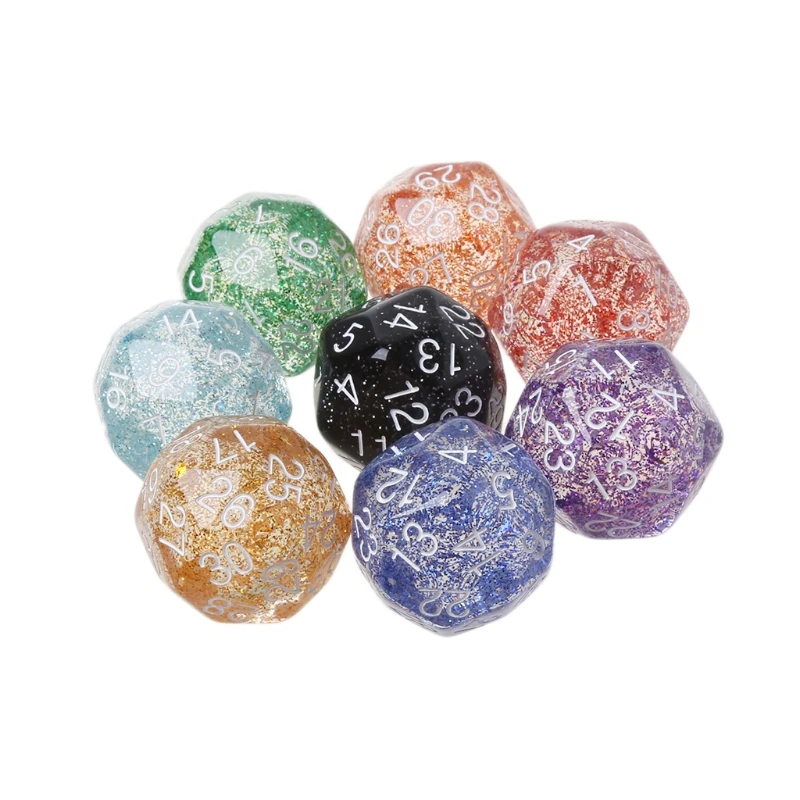 

2pcs 30 Sided Transparent Resin Dice Dungeons&Dragon D&D RPG Board Game Club Toy Randomly color