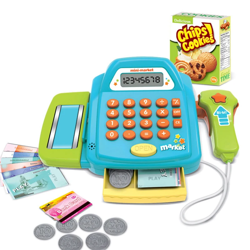 Игрушка кассовый аппарат с реальным калькулятором овощные монеты ролевые игры игрушки, подарочная коробка