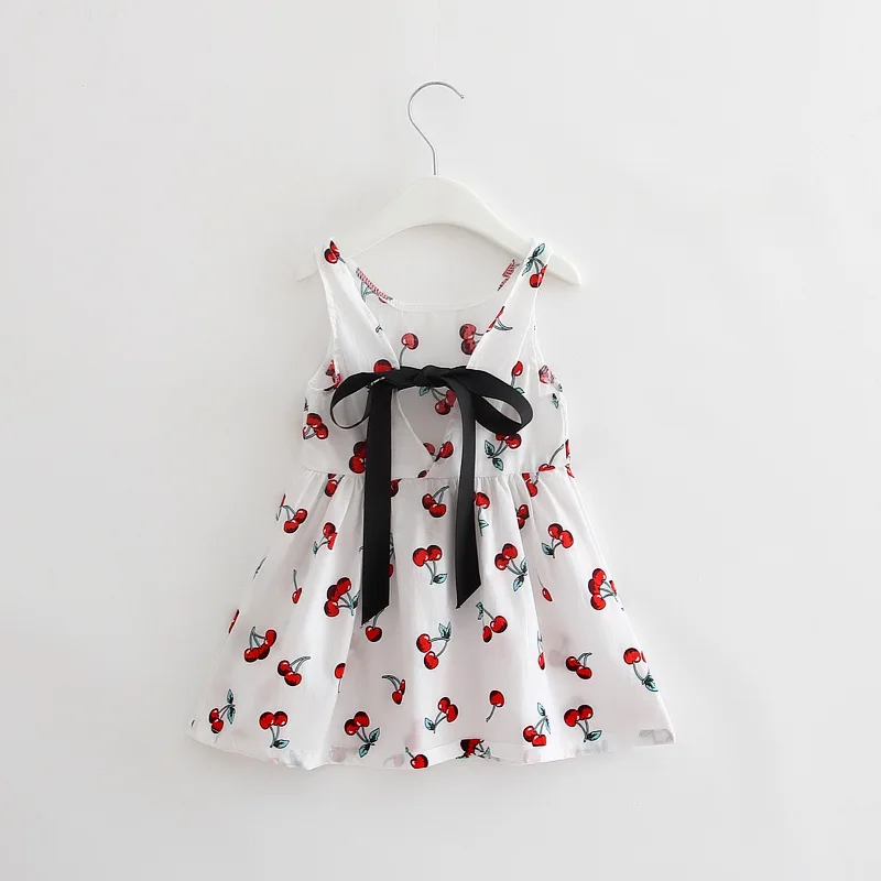 

2017 New Korean Cute Floral Fruit Cherry Girl Dresses Cotton Backless Mother Dress Girls Clothes Party Princess Dress Vestidos S